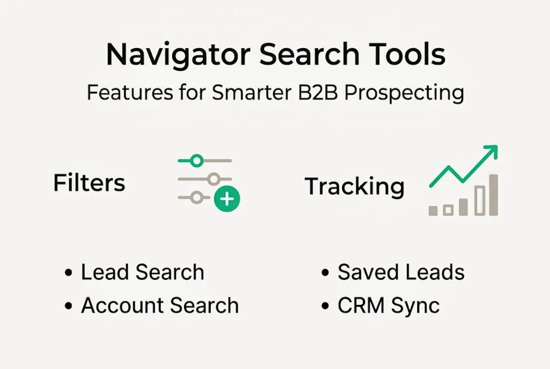 Infographic Navigator search tools and tracking features