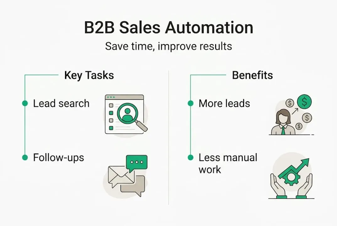 Infographic showing B2B sales automation basics