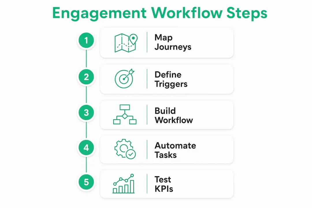 Infographic of core customer engagement workflow steps
