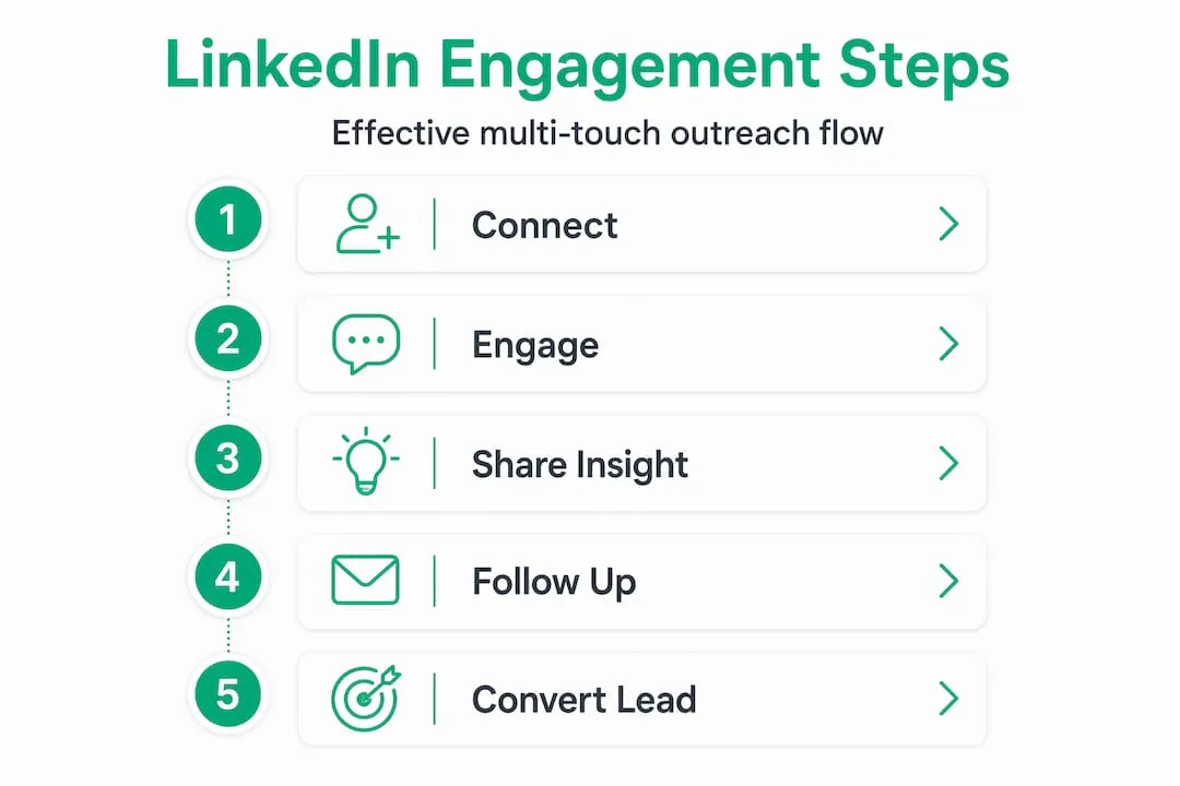 Infographic of LinkedIn engagement step sequence