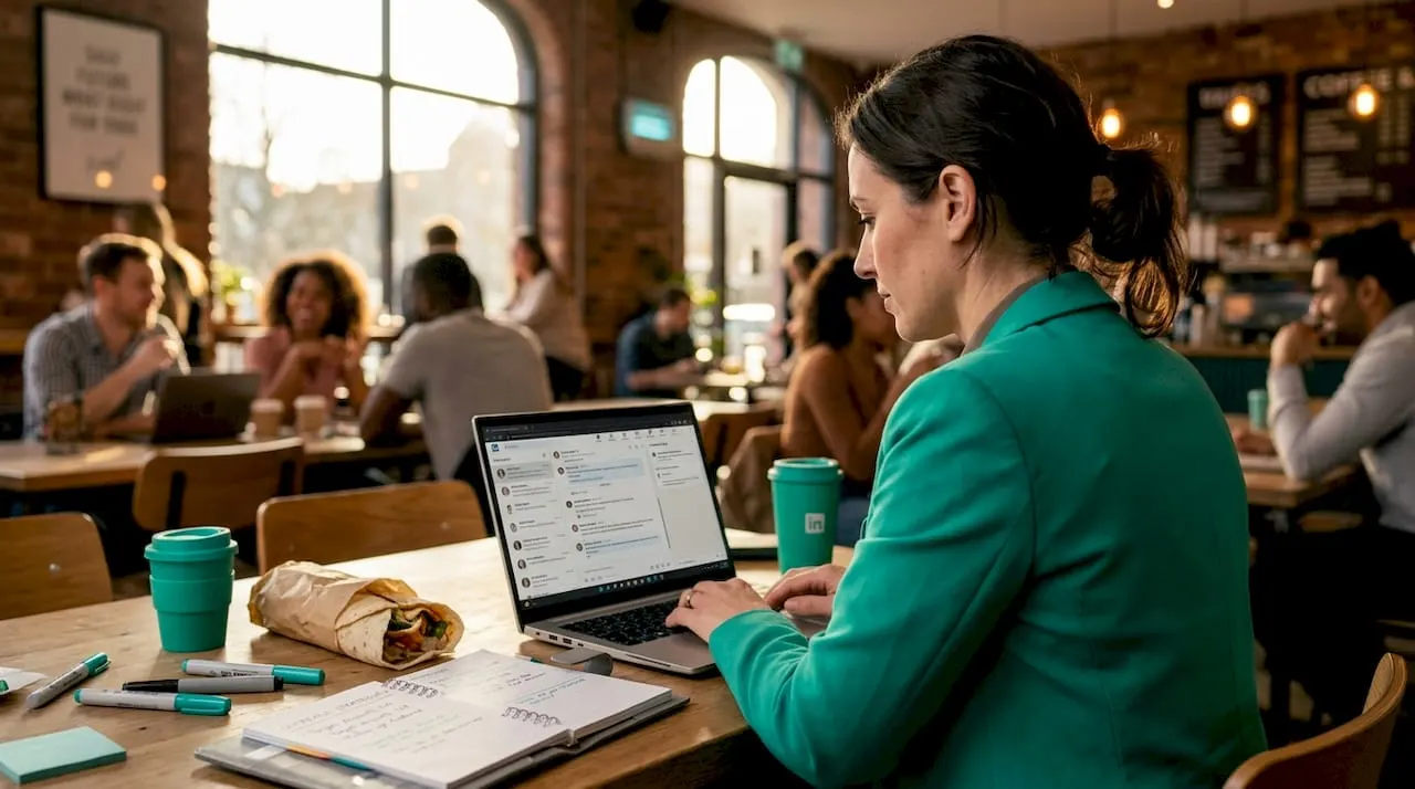 Sales professional sending LinkedIn outreach messages