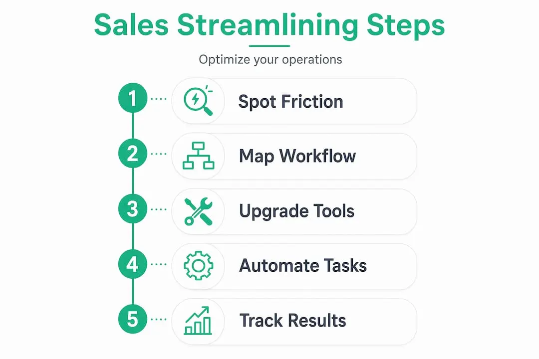 Infographic with five streamlined sales process steps