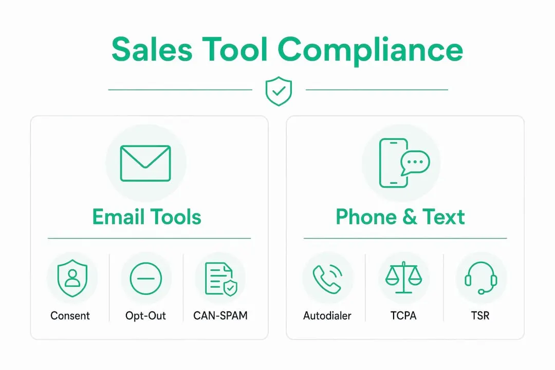Infographic comparing sales tool compliance categories