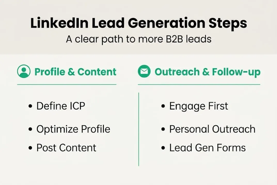 Infographic outlining LinkedIn lead generation steps