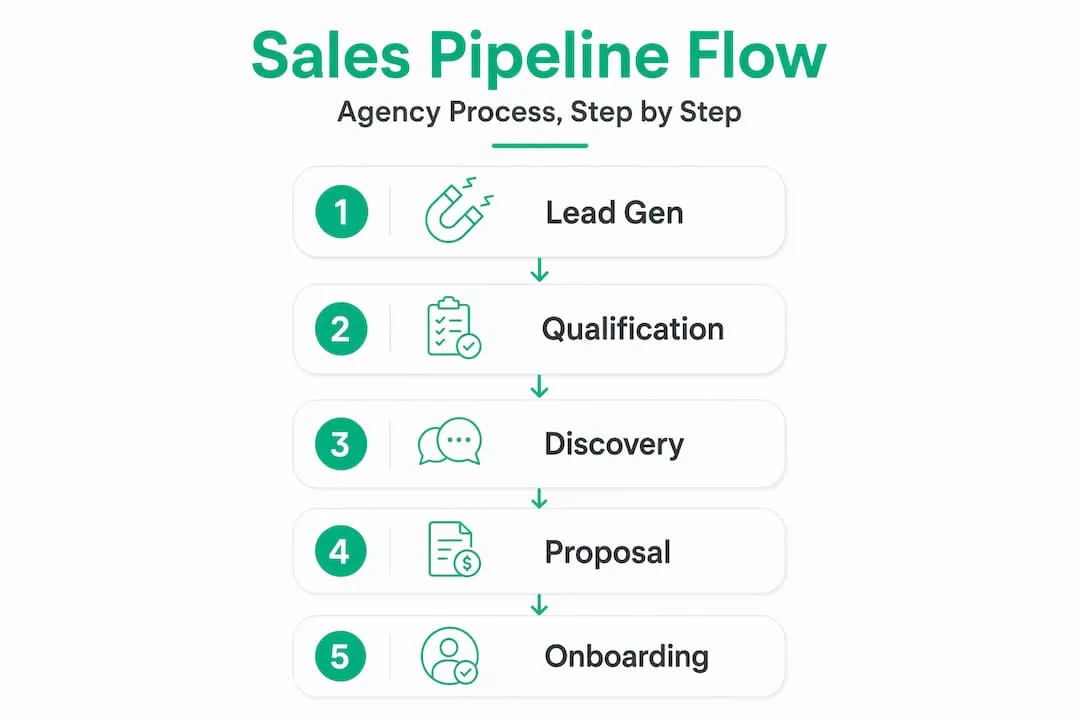 Infographic showing agency sales pipeline stages