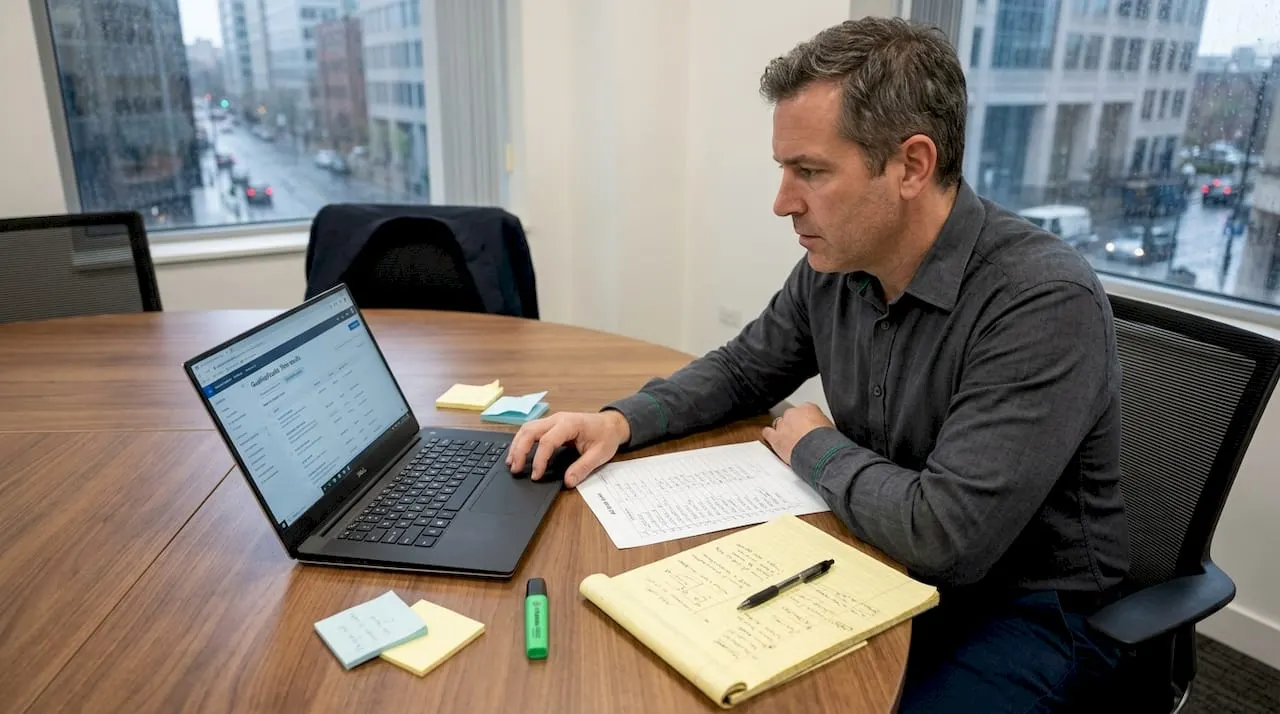 Account executive reviewing filtered sales leads