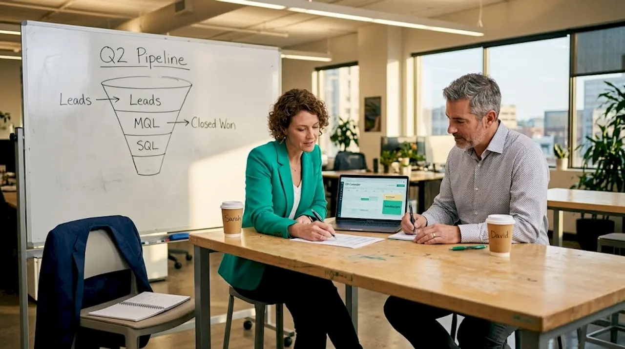 Colleagues aligning marketing sales strategy