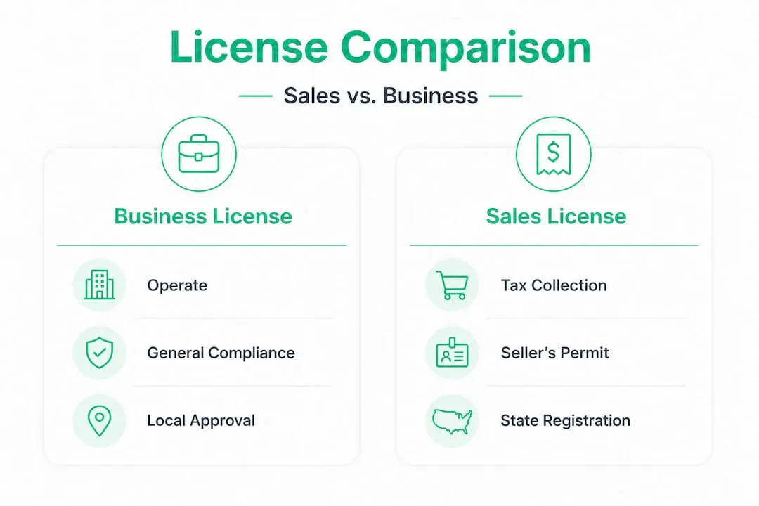 Infographic comparing sales and business licenses
