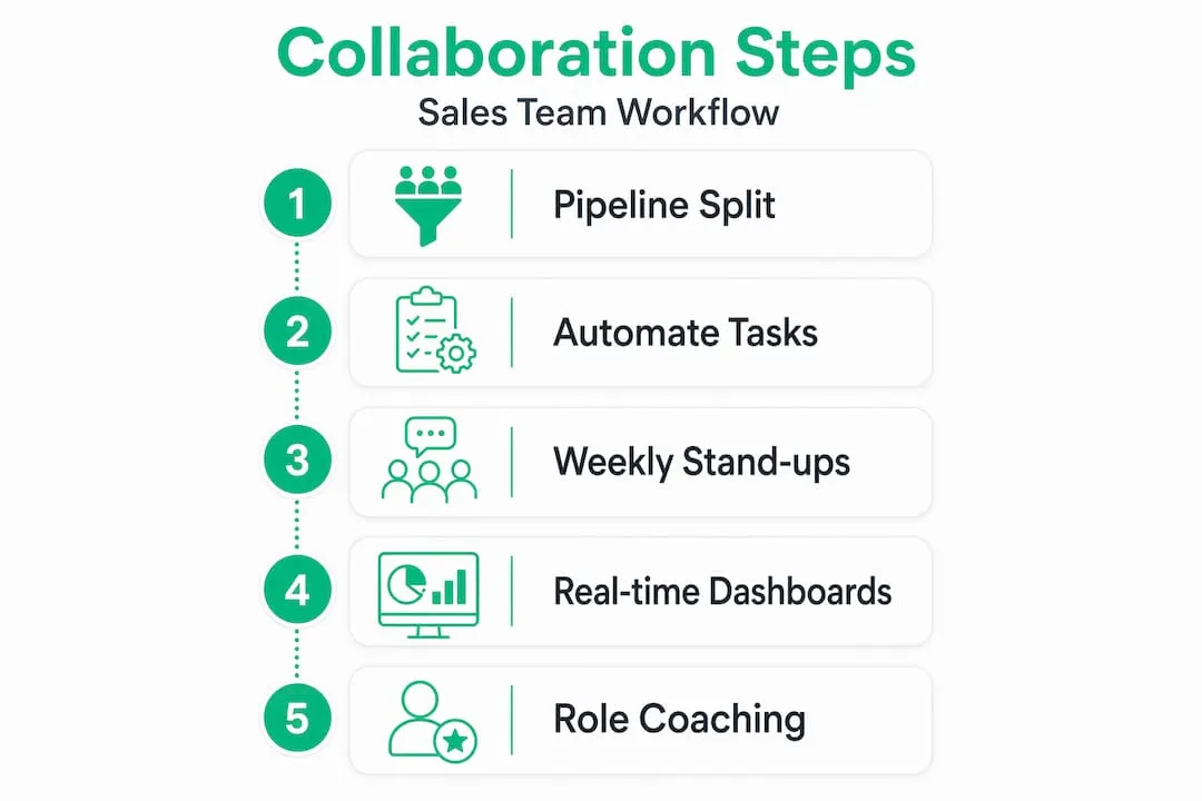 Infographic showing five steps for sales team collaboration