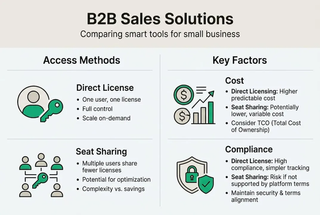 Infographic comparing B2B sales tool options