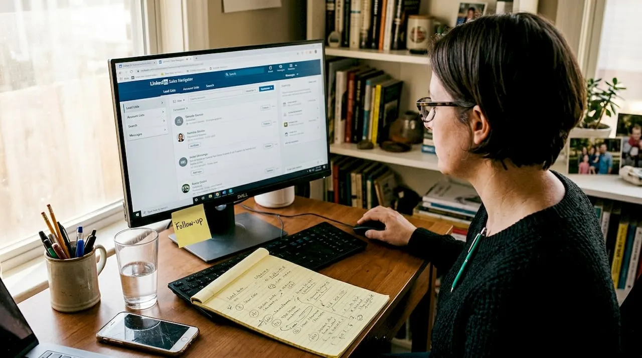 Woman working with LinkedIn Sales Navigator