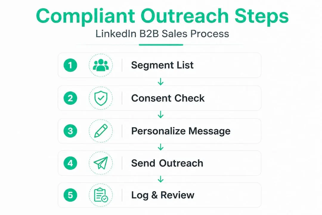 Infographic with compliant LinkedIn sales steps