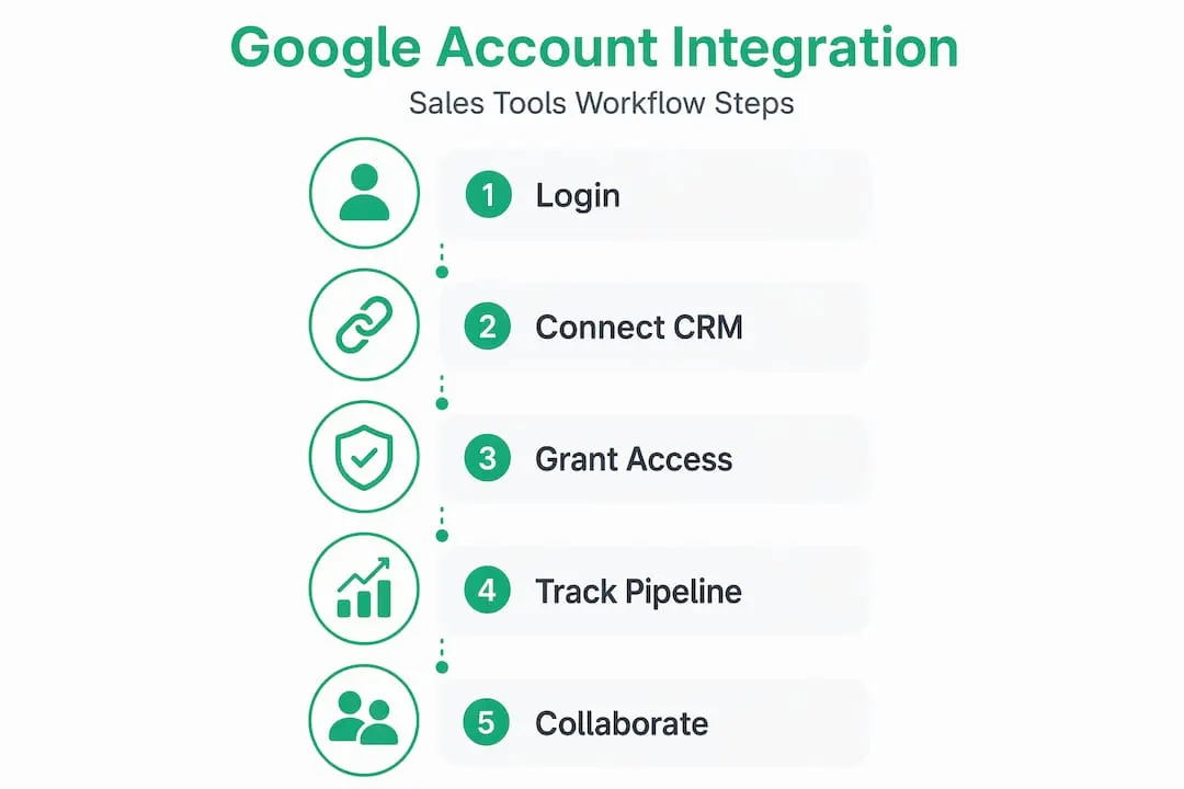 Infographic showing Google account sales integration steps