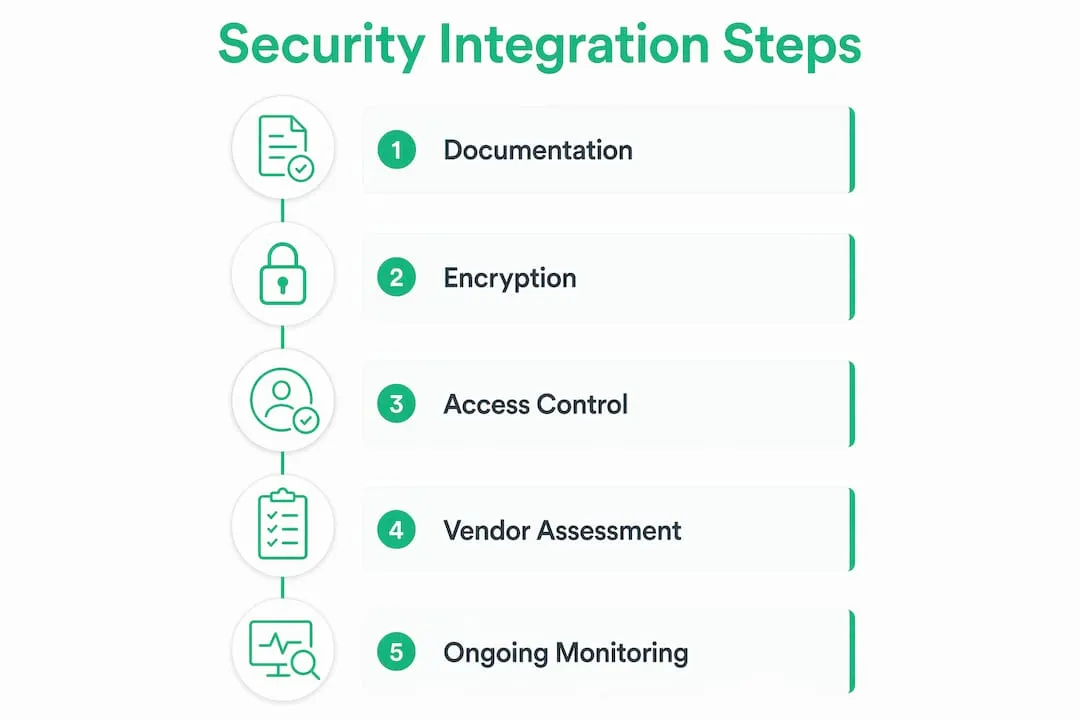 Infographic showing security integration steps in sales software