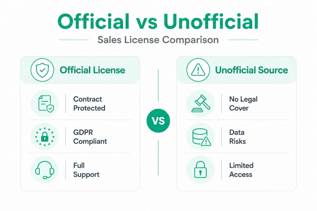 Official versus unofficial license comparison infographic